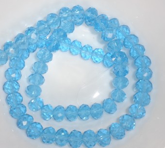 Margele sticla abac fatetate 10x7mm bleu-azur transparent - 10buc