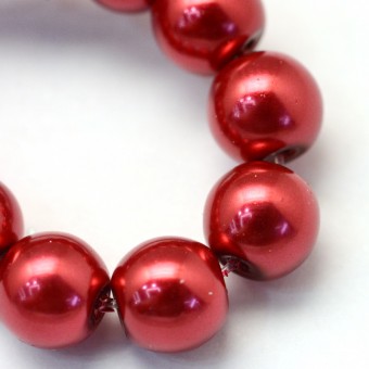 Perle sticla rosu inchis 10mm - 10buc