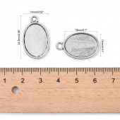 Baza pandant oval simplu argintiu antichizat pt. cabochon de 18x13mm (1buc)