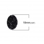 Cabochon rasina oval 18x13mm negru cu suprafata neregulata - 10buc (p. promo)