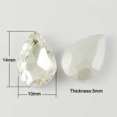 Cabochon sticla fatetata lacrima 14x10mm alb cristal (1buc)