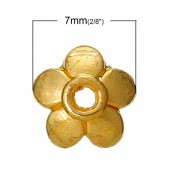 Capacele decorative placate cu aur 6x2mm, flori 5 petale - cca 50buc