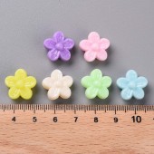 Margele acril flori 5 petale mix pastel 15x15x7,5mm - 20buc
