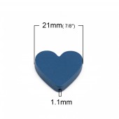 Margele lemn inima bleumarin 21x19mm, calit. 1 (1buc)