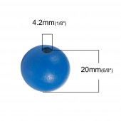 Margele lemn rotunde 20mm albastru inchis, calit. 1 (1buc)