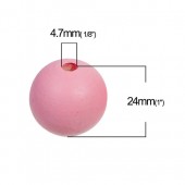 Margele lemn rotunde 24mm roz mediu, calit. 1 (1buc)