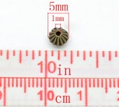 Margele metalice bronz rondele cu striatii 5x4mm - cca 30buc