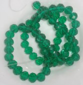 Margele sticla abac fatetate 10x7mm verde marin transparent - 10buc