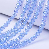 Margele sticla abac fatetate 4x3mm bleu pal tr. cu irizatii - sirag cca 125buc
