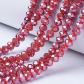 Margele sticla abac fatetate 4x3mm rosu opac cu luciu perlat - cca 125buc
