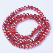 Margele sticla abac fatetate 4x3mm rosu opac cu luciu perlat - cca 125buc