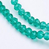 Margele sticla abac fatetate 4x3mm verde marin transparent - sirag 130buc