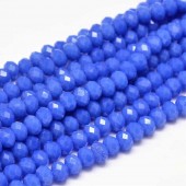 Margele sticla abac fatetate 6x4mm albastru opac lucios - 100buc