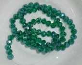 Margele sticla abac fatetate 6x4mm verde marin tr. cu luciu - sirag cca 90buc
