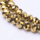 Margele sticla abac fatetate 6x5mm auriu - sirag cca 90 buc
