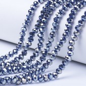 Margele sticla abac fatetate 6x5mm bleumarin semi-opac cu luciu perlat - cca 87buc