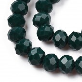 Margele sticla abac fatetate 6x5mm verde smarald inchis opac lucios - sirag cca 93buc