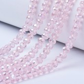Margele sticla abac fatetate 8x6mm roz pal tr. cu irizatii - sirag cca 70buc