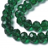 Margele sticla abac fatetate 8x6mm verde smarald tr. inchis - cca 67buc
