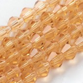 Margele sticla bicon fatetate 4mm topaz auriu transparent - 100buc