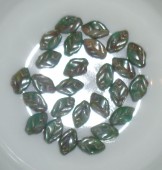 Margele sticla Cehia frunze 12x7mm verde/maro antichizat (x2654/86805) - 10buc