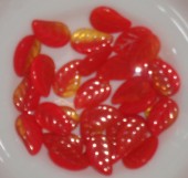 Margele sticla Cehia frunze 14x9mm rosu/portocaliu (x1375) (1buc)
