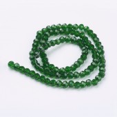 Margele sticla Rotunde Fatetate 4mm verde smarald tr. - sirag cca 100buc