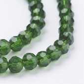Margele sticla Rotunde Fatetate 4mm verde smarald tr. - sirag cca 100buc