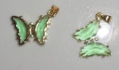 Pandant auriu, fluture cu cristale zirconiu verde deschis 24x22x4mm (1buc)