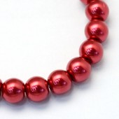 Perle sticla rosu mediu 12mm - 10buc