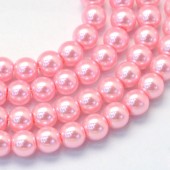 Perle sticla roz mediu 3mm - cca 200buc