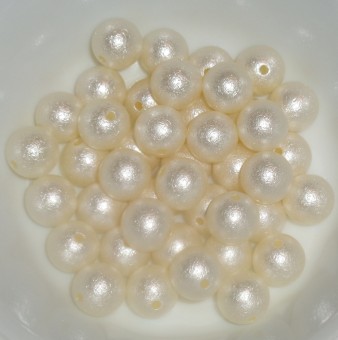 Margele acril imitatie perle alb unt texturate 14mm - 4buc
