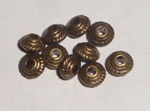 Margele metalice rondele cu decor bronz 5x3mm - 10buc