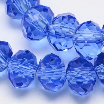 Margele sticla abac fatetate 10x7mm albastru safir transparent - 10buc