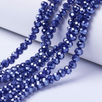Margele sticla abac fatetate 4x3mm albastru cerneala opac perlat - sirag cca 125buc