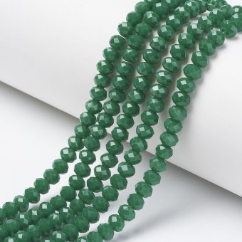 Margele sticla abac fatetate 6x5mm verde smarald mediu opac lucios - sirag cca 93buc