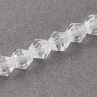 Margele sticla bicon fatetate 3mm alb transparent - cca 125buc