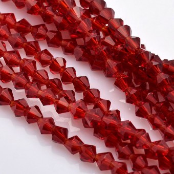 Margele sticla bicon fatetate 3mm rosu transparent - cca 125buc