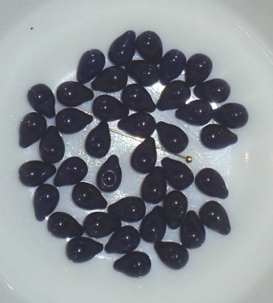 Margele sticla Cehia lacrima 9x6mm bleumarin opac lucios (33410) - 10buc