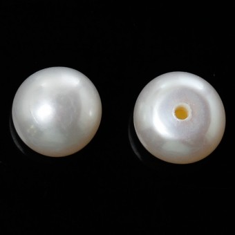 Perle de cultura cu jumatate de gaura, ivory 8,5x6mm - 2buc (1 pereche)