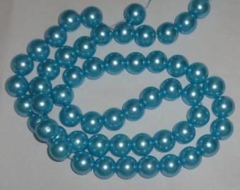 Perle sticla bleu-turcoaz 14mm - 10buc