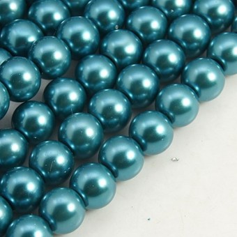 Perle sticla teal-albastru (var.1) 10mm - 10buc