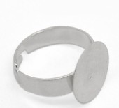 Baza inel ajustabil cu platou de 15mm argintiu nichelat (1buc)