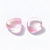 Briolete sticla roz pal cu luciu auriu 12x10x5mm (1buc)