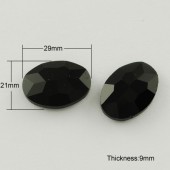 Cabochon oval sticla fatetat 29x21mm negru (1buc)