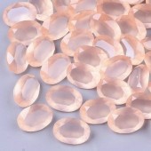 Cabochon rasina oval 14x10mm roz somon translucid fatetat - 20buc (p. promo)