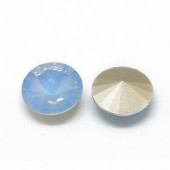 Cabochon rasina rotund 14x7mm bleu translucid cu spate conic (1buc)