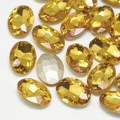 Cabochon sticla oval 18x13mm topaz auriu cu spate bombat (1buc)