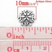 Capacel decorativ argintiu antichizat 10mm diam., 6 petale - 10buc