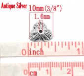 Capacel decorativ argintiu antichizat 11x10mm, 3 petale - 10buc